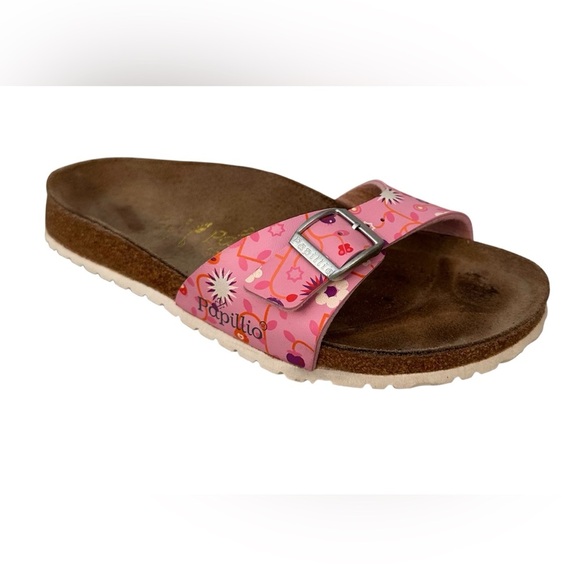 Papillio Birkenstock Birkis Pink Floral Buckle Sandals Slide-on Women’s Sz 8 38 - Picture 2 of 9